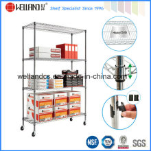 Mobile 4 Tiers Heavy Duty réglable en métal Commercial Wire Shelving